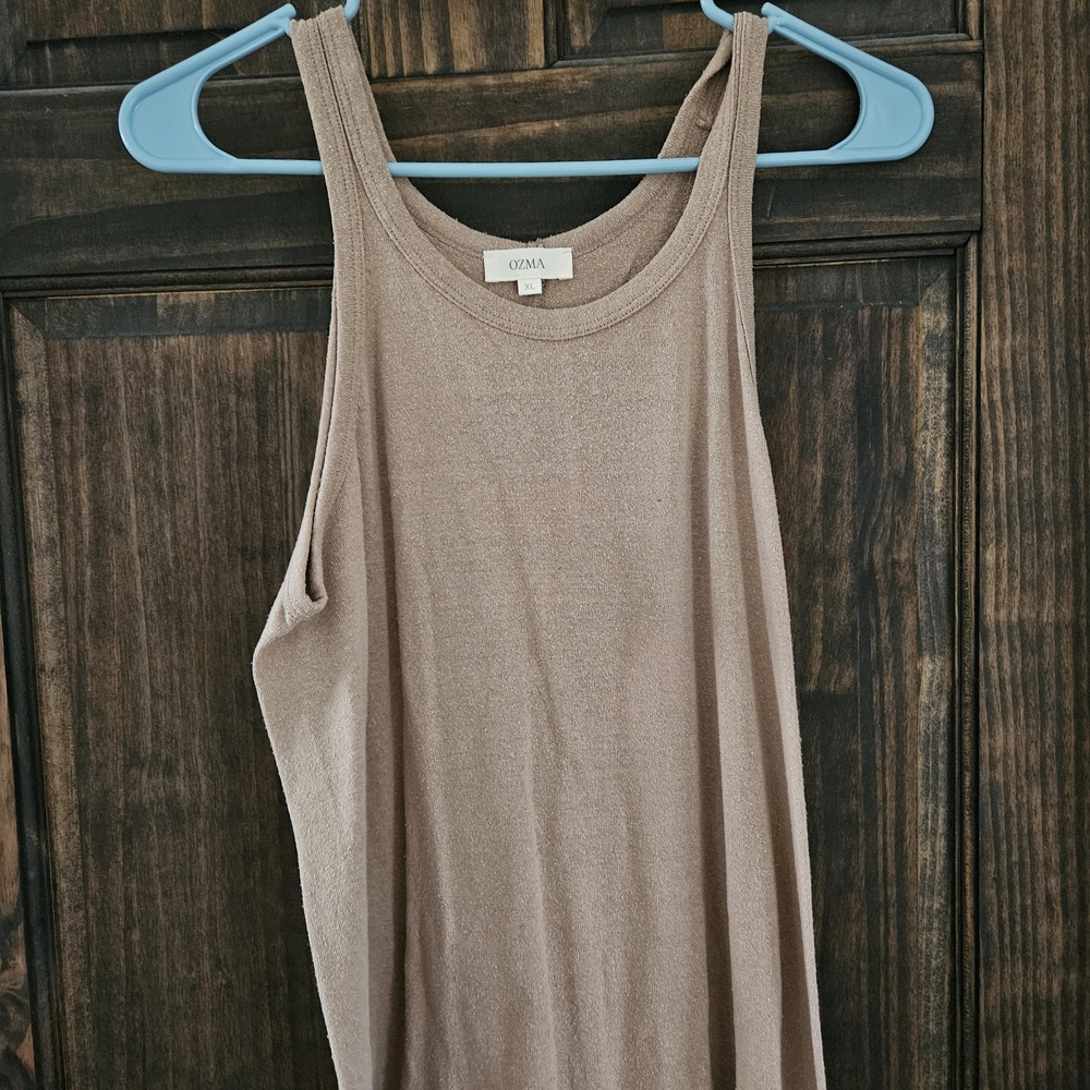 OZMA Taupe Ribbed Tank Top